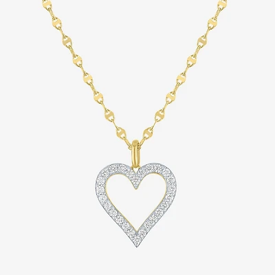 Heart (G-H / Si2-I1) Womens 1/10 CT. T.W. Lab Grown White Diamond 14K Gold Over Silver Heart 18 Inch Pendant Necklace