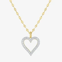 Heart (G-H / Si2-I1) Womens 1/10 CT. T.W. Lab Grown White Diamond 14K Gold Over Silver Heart 18 Inch Pendant Necklace