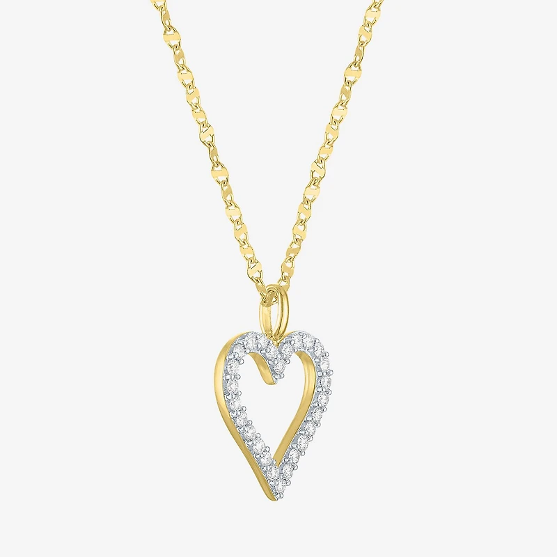 Heart (G-H / Si2-I1) Womens 1/10 CT. T.W. Lab Grown White Diamond 14K Gold Over Silver Heart 18 Inch Pendant Necklace