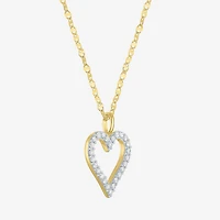 Heart (G-H / Si2-I1) Womens 1/10 CT. T.W. Lab Grown White Diamond 14K Gold Over Silver Heart 18 Inch Pendant Necklace