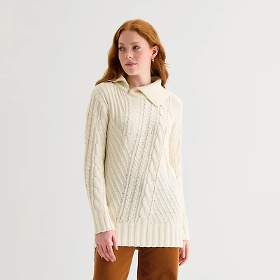 St. John's Bay Womens Mock Neck Long Sleeve Pullover Sweater