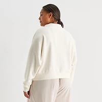Stylus Womens Plus Funnel Neck Long Sleeve Sweatshirt