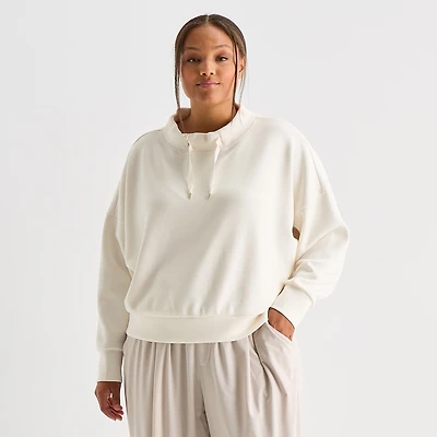 Stylus Womens Plus Funnel Neck Long Sleeve Sweatshirt