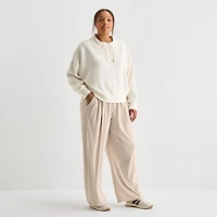 Stylus Womens Plus Funnel Neck Long Sleeve Sweatshirt