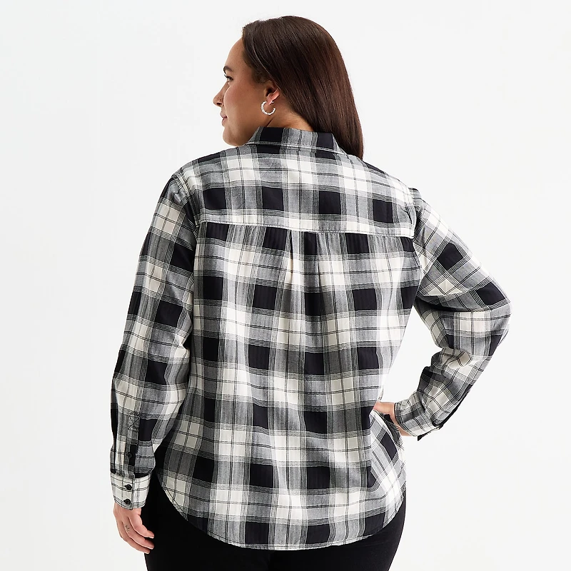 St. John's Bay Womens Plus Long Sleeve Blouse
