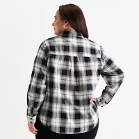St. John's Bay Womens Plus Long Sleeve Blouse