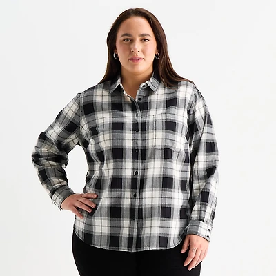 St. John's Bay Womens Plus Long Sleeve Blouse