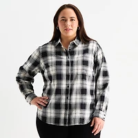 St. John's Bay Womens Plus Long Sleeve Blouse