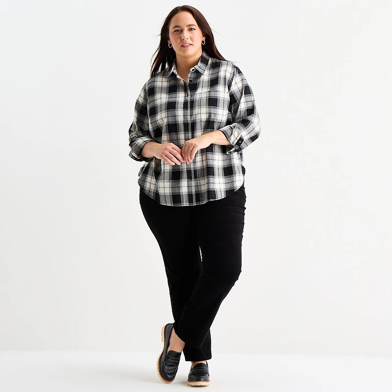 St. John's Bay Womens Plus Long Sleeve Blouse