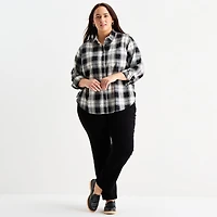 St. John's Bay Womens Plus Long Sleeve Blouse