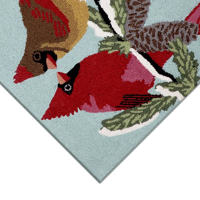 Liora Manne Frontporch Cardinals Animal Hand Tufted Indoor Outdoor Rectangular Accent Rug