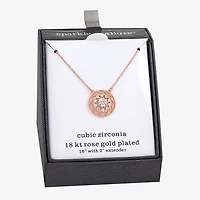 Sparkle Allure Womens Cubic Zirconia 18K Rose Gold Over Brass Round 16 Inch Pendant Necklace