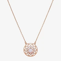 Sparkle Allure Womens Cubic Zirconia 18K Rose Gold Over Brass Round 16 Inch Pendant Necklace