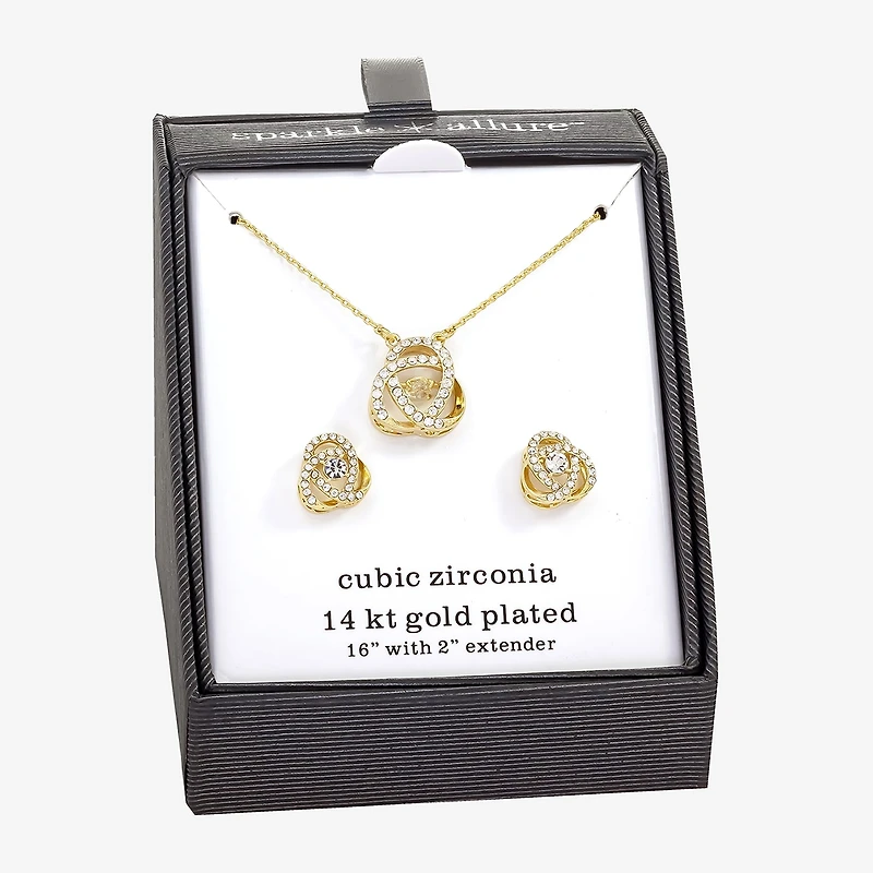 Sparkle Allure Womens Cubic Zirconia 14K Gold Over Brass Knot 2-pc. Jewelry Set
