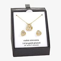 Sparkle Allure Womens Cubic Zirconia 14K Gold Over Brass Knot 2-pc. Jewelry Set