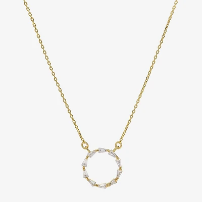 Sparkle Allure Womens Cubic Zirconia 14K Gold Over Brass Round 16 Inch Pendant Necklace