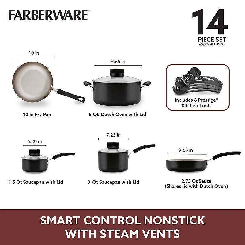 Farberware Smart Control 14-pc. Non-Stick Cookware Set