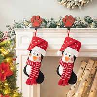 Glitzhome 3d Penguin Hooked Christmas Stocking