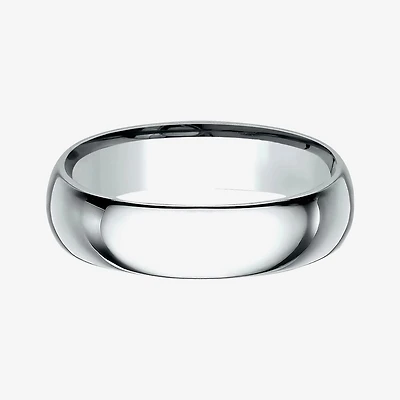 Mens 10K White Gold 6MM Comfort-Fit Wedding Band