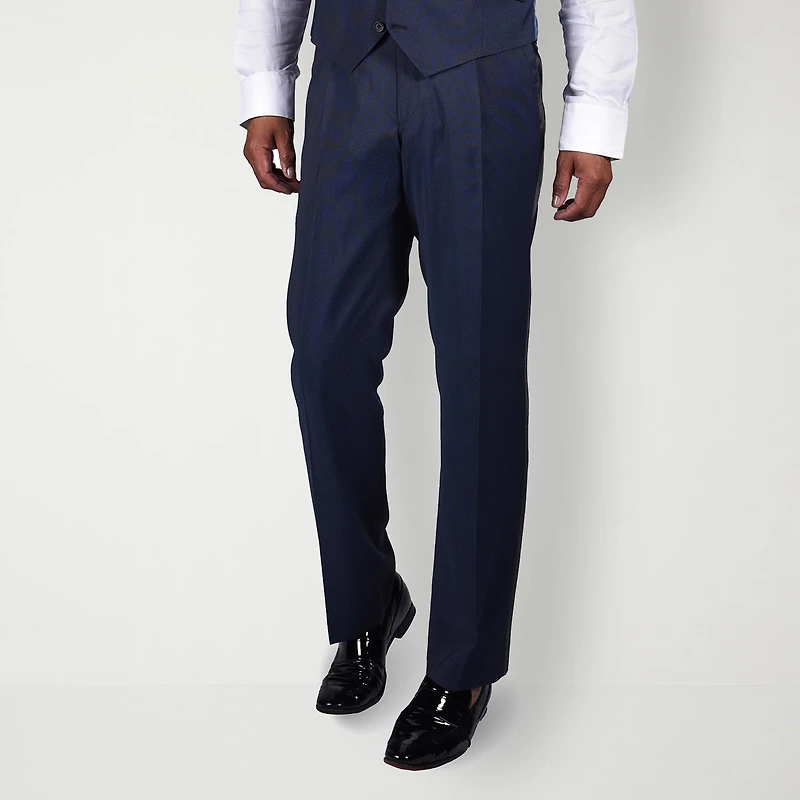 Steve Harvey Mens Stretch Fabric Classic Fit Geometric Pleated Front Suit Pant