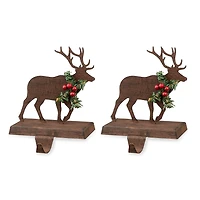 Glitzhome 6.5" Reindeer Christmas Stocking Holder - Set of 2