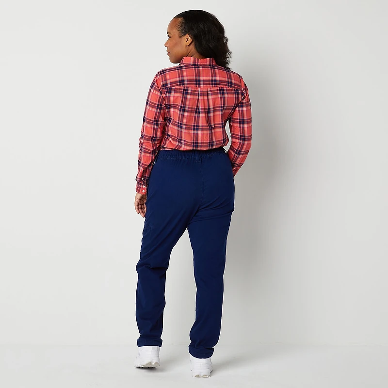 St. John's Bay Womens Adaptive Easy-on + Easy-off Seated Wear Slim Mid Rise Trouser