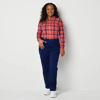 St. John's Bay Womens Adaptive Easy-on + Easy-off Seated Wear Slim Mid Rise Trouser