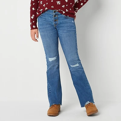 Thereabouts Little & Big Kid Girls Ripped Flare Leg Jean