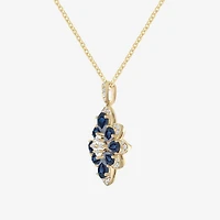 Womens Lab Created Blue Sapphire 14K Gold Over Silver Flower 18 Inch Pendant Necklace