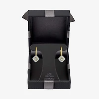(G-H / I1-I2) Womens 1/6 CT. T.W. Lab Grown White Diamond 10K Gold 19.3mm Cushion Hoop Earrings