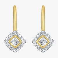(G-H / I1-I2) Womens 1/6 CT. T.W. Lab Grown White Diamond 10K Gold 19.3mm Cushion Hoop Earrings