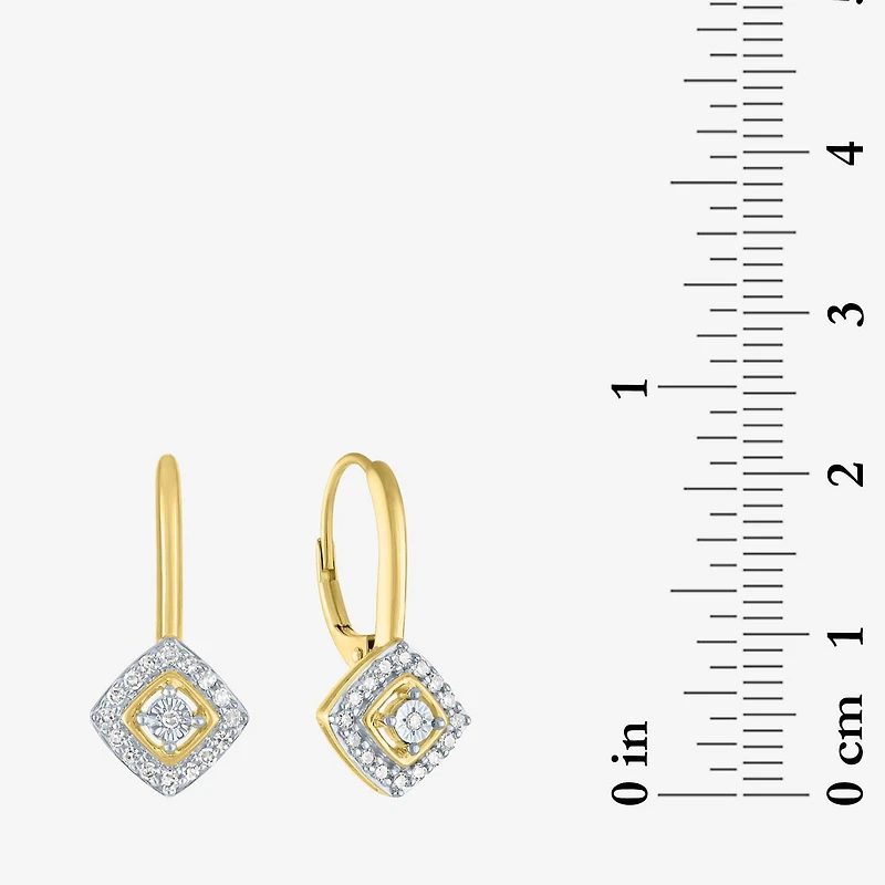 (G-H / I1-I2) Womens 1/6 CT. T.W. Lab Grown White Diamond 10K Gold 19.3mm Cushion Hoop Earrings