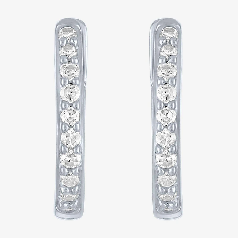 (I1-I2/G-H) Womens 1/10 CT. T.W. Lab Grown White Diamond 10K Gold 11mm Hoop Earrings