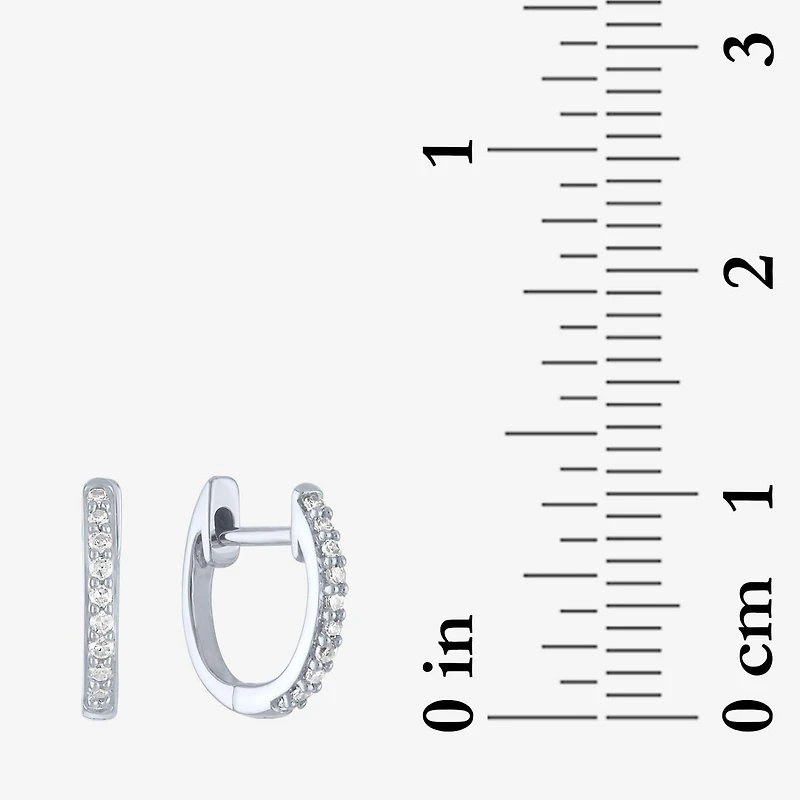 (I1-I2/G-H) Womens 1/10 CT. T.W. Lab Grown White Diamond 10K Gold 11mm Hoop Earrings