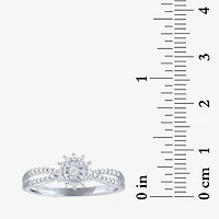 (G-H/ I1-I2) Womens 1/6 CT. T.W. Lab Grown White Diamond 10K Gold Cluster Side Stone Cocktail Ring