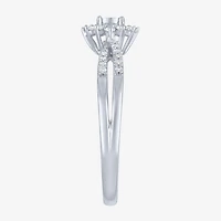 (G-H/ I1-I2) Womens 1/6 CT. T.W. Lab Grown White Diamond 10K Gold Cluster Side Stone Cocktail Ring