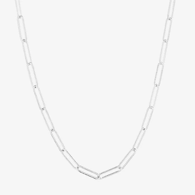 Silver Reflections Textured Womens Pure Silver Over Brass Inch Paperclip Chain Necklace