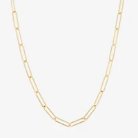 Silver Reflections Textured 14K Gold Over Brass 18- 24" Paperclip Chain Necklace