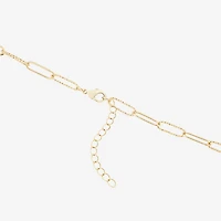 Silver Reflections Textured Womens 14K Gold Over Brass 16 Inch Paperclip Chain Necklace