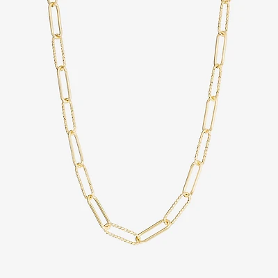 Silver Reflections Textured Womens 14K Gold Over Brass 16 Inch Paperclip Chain Necklace