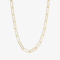 Silver Reflections Textured Womens 14K Gold Over Brass 16 Inch Paperclip Chain Necklace