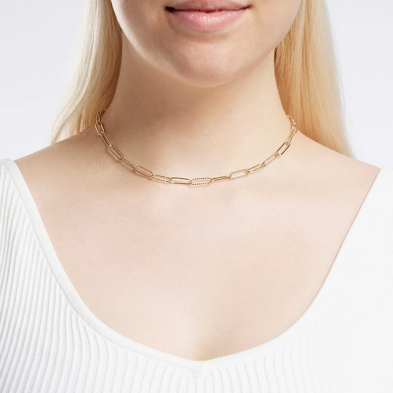 Silver Reflections Textured Womens 14K Gold Over Brass 16 Inch Paperclip Chain Necklace