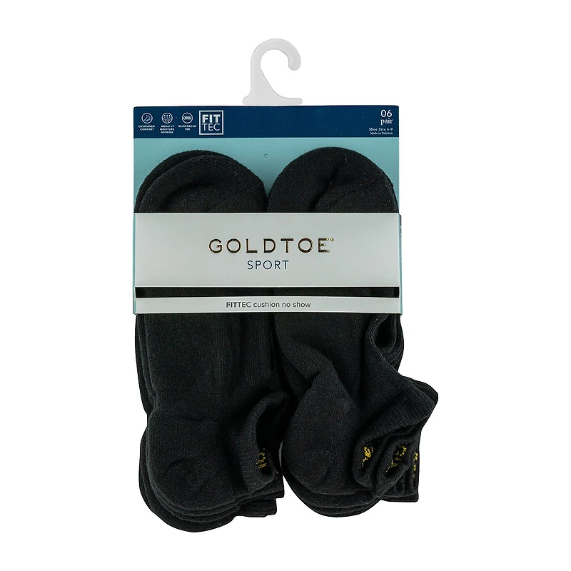 Gold Toe Sport Cushion Womens Multi-Pack 6 Pair No Show Socks