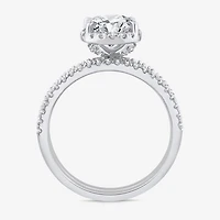 Signature By Modern Bride Womens 2 CT. T.W. Lab Grown White Diamond 10K or 14K Gold Oval Side Stone Bridal Set