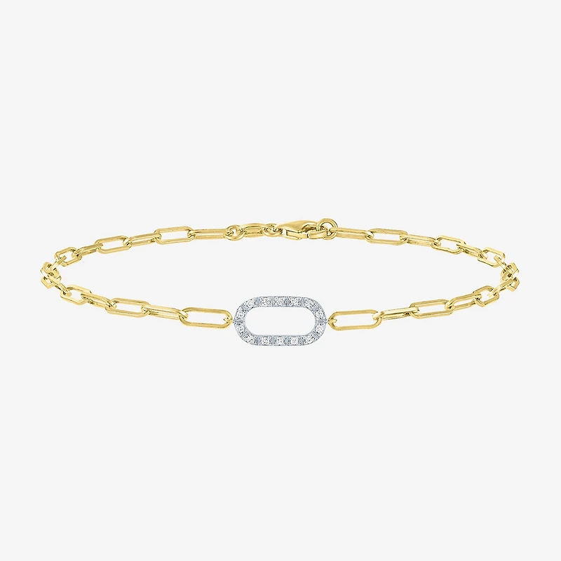 Yes, Please! (G-H / I1-I2) Womens Lab Grown Diamond 14K Gold Over Silver 18 Inch Paperclip Chain Bracelet