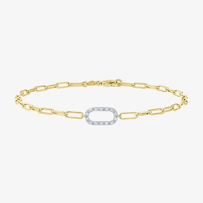 Yes, Please! (G-H / I1-I2) Womens Lab Grown Diamond 14K Gold Over Silver 18 Inch Paperclip Chain Bracelet