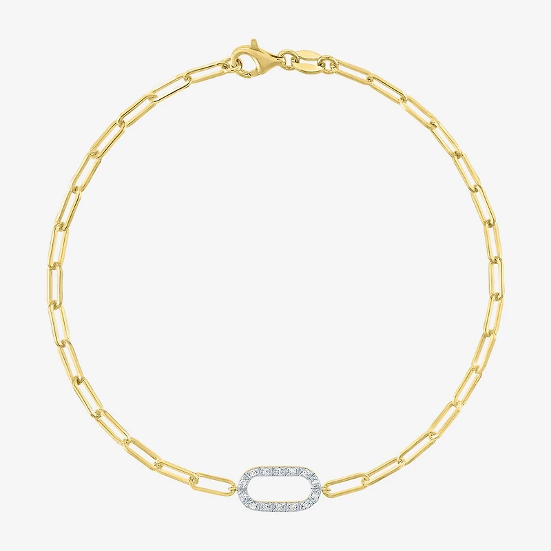 Yes, Please! (G-H / I1-I2) Womens Lab Grown Diamond 14K Gold Over Silver 18 Inch Paperclip Chain Bracelet