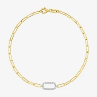 Yes, Please! (G-H / I1-I2) Womens Lab Grown Diamond 14K Gold Over Silver 18 Inch Paperclip Chain Bracelet