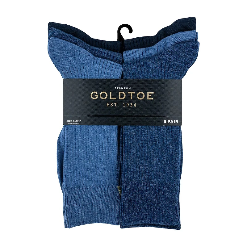 Gold Toe Stanton Mens 6 Pair Crew Socks
