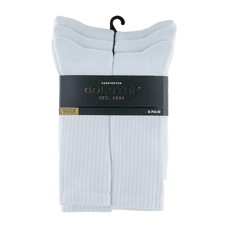 Gold Toe Harrington Mens 6 Pair Big and Tall Crew Socks